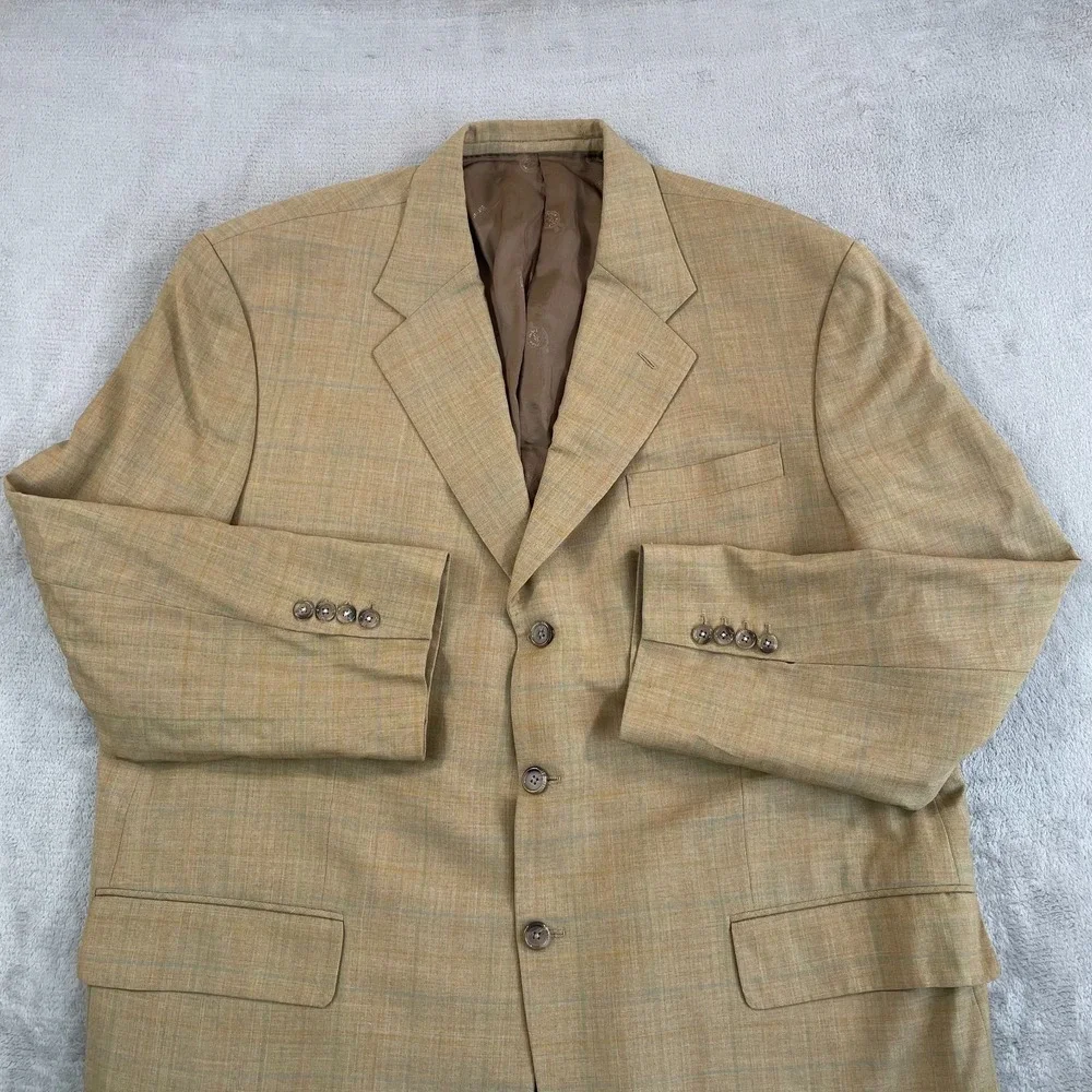 Ermenegildo Zegna Heritage Sport Coat Jacket Blazer Men 46R Tan WindowPane Plaid